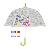 Esschert Design Regenschirm für Kinder mit Blumen & Insekten PiY zum Ausmalen