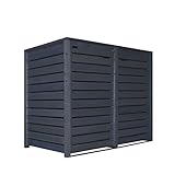 Fairpreis-Design Mülltonnenverkleidung Holz 240L imprägniert in anthrazit Rückwand vormontiert Müllcontainer Mülltonnenschrank Mülltonne Hamburg (2 Tonnen anthrazit)