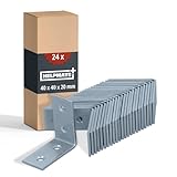 HELPMATE – 24 Stück Lochplattenwinkel 40x40x20 mm – Winkelverbinder galvanisch verzinkt & blau passiviert – Holzverbinder mit hervorragendem Korrosionsschutz – Lochwinkel