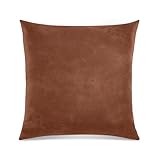 Quantum Interior by Maxland Hochwertiges Dekokissen in Leder-Optik, 50 x 50 cm, Sofakissen mit Reißverschluss, gefüllt, weiches Dekoissen (Braun)