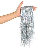 SULOLI Lametta Vorhänge,Lametta Glänzend für Weihnachtsbaum Tannenbaum Weihnachtsdeko Weihnachten Party Geburtstagsfeier Hochzeit (Silber)