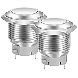 Gebildet 19mm Flachkopf EIN/AUS SPST Rastdrucktaster, Wasserdichter Edelstahl-Druckknopfschalter, Lötstiftanschlüsse DC 6V/12V/36V/48V, AC 110V/230V 3A 1NO