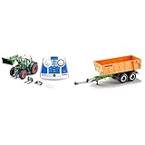 Siku 6796, Fendt 933 Vario Traktor mit Frontlader, Grün, Metall/Kunststoff, 1:32, Ferngesteuert & Tandem-Achs-Anhänger, 1:32, Fernsteuerbar, Control Fahrzeuge mit Anhängerkupplung, Orange