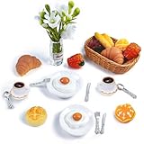 Wichtel Zubehör Miniatur Weihnachten, 23 Stück Puppenhaus Frühstück Essen Geschirr Set, 1/12 Mini Besteck Wichtel Küche Wichtelzubehör Wichtelset, Weihnachten Deko