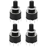 VGOL 4 Stück Drehschalter 16 Mm 1-polig 8 Positionen mit Unterlegscheibe Und Mutter Kunststoff Runde Achse Bandschalter Grifflänge 15mm Schwarz RS16