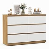 GRAVFORCE Kommode mit 6 Schubladen Sideboard mit Großer Kapazität, Holz Schubladenschrank für Schlafzimmer Wohnzimmer Flur Büro Organizer, 100x30x70