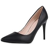 SCARPE VITA Damen Spitze Pumps Klassische Stiletto Schuhe High Heels Absatzschuhe Leder-Optik Partyschuhe 186265 Schwarz 39
