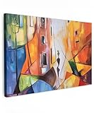 MuchoWow© Leinwandbild Groß 120x80 cm XXL Dekoration Wohnzimmer Bilder Aufhängen Wall Decoration Living Room Wohnungs Deko Moderne Kunstdruck - Bunt - Abstrakt - Kunst - Malerei - Farben