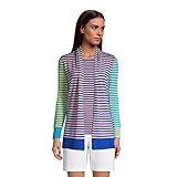 Lands' End Damen-Strickjacke, Baumwolle, langärmelig, offen, Pfirsichstreifen, regulär, Größe M, Pfirsichfarbene Streifen