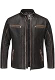 Amaci&Sons Echtleder Jacke Herren Vintage Zipper Lederjacke 9113 Schwarz-Braun XXL