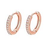 Silber Creolen für Frauen - 925 Sterling Silber mit Zirkonia, Gelbgold/Weißgold/Rosegold/vergoldet Gun Black Sleeper Knorpel Creolen (8/10/12mm)