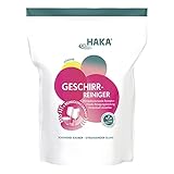 HAKA Geschirr-Reiniger Pulver, 2 kg, Spülmaschinenreiniger stark gegen Fett & hartnäckige Speisereste, phosphatfrei & umweltschonend, schützt vor Kalk & Glaskorrosion, vegan, zitronig