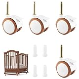 4er Lenkrollen Für Kindermöbel Set,Rollensatz Gummil Räder Lenkrollen,Mit Hülse Stift Um 7mm,Für Kinderbett Babybett Stubenwagen Mit Rollen,Freilaufend,Leise Geeignet(Weiß)