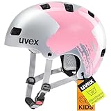 uvex Kid 3 - robuster Fahrradhelm für Kinder - individuelle Größenanpassung - waschbare Innenausstattung - Silver-rosé - 51-55 cm