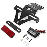 Universal Kennzeichenhalter - Motorrad Kennzeichenhalter - Nummernschildhalterung Motorrad Einstellbare Lizenz Halterung mit Kennzeichenbeleuchtung für Den Meisten Motorradmodellen