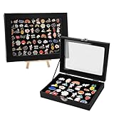 Schwarzem Samt Anstecknadel Vitrine,Pin Collection Vitrine Mit Durchsichtigem Orden aufbewahrung Für Anstecknadeln Aus Samt Mit Holzhalterung Und Eisenverschlüssen Für Sammelnadeln