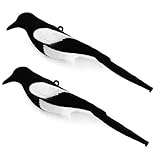 GUGULUZA 2 x beflockte Elster Lockvögel für die Jagd, Vogelfalle