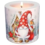 Kerze Weihnachten Weihnachtszwerg Edik als Tischdeko für die weihnachtliche Dekoration, Weihnachtsfeier oder als Geschenk. Kerze als originelle Deko für Anlässe im Winter Ø8 x Höhe 7,5cm