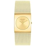 Calvin Klein Analog Quarzuhr für Damen Kollektion CK Pulse mit Goldfarben Edelstahl-Mesh-Gliederarmband - 25100062