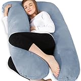 Chilling Home Schwangerschaftskissen, U Form Seitenschläferkissen mit Bezug U Kissen Stillkissen Groß Lagerungskissen, Kissen für Frauen und Seitenschläfer(Nebelblau)