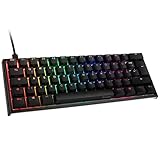 Ducky ONE 2 Mini Gaming Tastatur, Mechanische Tastatur RGB mit Cherry MX Silent Red Switches, 60% Tastatur Deutsches Layout, Tastatur Kabelgebunden Beleuchtet, Double Shot PBT Keycaps (schwarz)