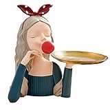 Taschenleerer Figur Skulptur Dekotablett, Kreative Tissue-Box Harz Figur Candy Dish Schmuck Ohrringe Halter Home Wohnzimmer Tischdekoration, Kreative Schreibtisch Aufbewahrungsbox ( Color : Blue )