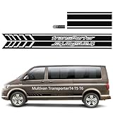 QWORK® Seitenstreifen Aufkleber Set in Schwarz passend für VW Multivan T4, T5, T6 - inkl. Aufkleber für Haube/Rückspiegel/Seiten