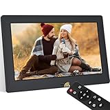 TSITSC 10.5 Zoll Digitaler Bilderrahmen, 1280 * 720 IPS Bildschirm Elektronischer Bilderrahmen Kalender/Uhrfunktion/Musik/Foto-/Videoplayer mit Fernbedienung, unterstützt USB/SD-Karte (Schwarz)