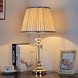 Tischlampe, Lampenschirm aus Stoff, Kristall Tischlampen, E27-Fassung, Wohn- & Schlafzimmer Nachttischlampe , Tischleuchte, H x D: 55 x 30 cm, ohne Leuchtmittel