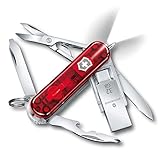 Victorinox, Taschenmesser, klein, Midnite Manager@work, 58 mm, rot transparent (11 Funktionen, Klinge, Drahtabisolierer, Phillips-Schraubendreher 0/1)