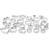 Amazon Basics Ausstechformen für Kekse, Verschiedene Formen, 4 cm to 9 cm, Set mit 25 Stück, Silber