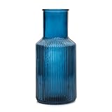 HOMLA TOLLE gestreifte Glasvase Navy blau 10x22 cm