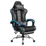 Yaheetech Gaming Stuhl Ergonomischer Gaming Sessel mit Massagefunktion Computerstuhl mit Fußstütze Bürostuhl 90-135° Rückenlehne verstellbar Gamer Stuhl für für Homeoffice und Gaming Schwarz/Grau