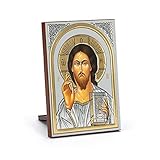 NKlaus Ikone Jesus Christus Holz 6x8,5cm christlich Kunstdruck mit Goldprägung 11085