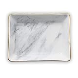 Marmor Keramik Schmuckablage Ring Dish Ring Halter Display Organizer mit Golden Edged Hochzeit Valentinstag Housewarminggeschenk (Grey (Small))