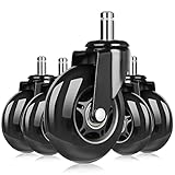 Bürostuhlrollen Hartbodenrollen, 11mm x 22 mm Stift, 5er-Set, Sehr leise, Ersatzrollen für Teppich, Parkettböden und alle harten Fussböden, Keine Kratzer im Boden, Passend für 90% aller Bürostühle