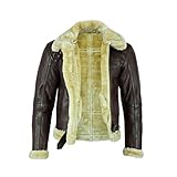 Leatherick B3 Herren Braune Lederjacke Fliegerjacke aus Schaffell aus echtem Leder Pilotenjacke, dunkelbraun (L)