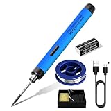 Kabelloses Lötkolben Set, 3 Modi USB Akku Lötkolben Set, 300℃-450℃ Temperatur Einstellbar Lötgerät Lötkolbenständer und Lötdraht für Elektrische Arbeiten (Blau)