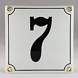 Emaille Schild Hausnummer 7 Schwarz-Weiß "Handarbeit"