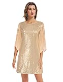 Damen Paillettenkleid Festliches Kleid Hochzeitsgast Wedding Guest Cocktailkleid Glänzend Pailletten Kleid S Rose Gold-Pailletten CL1812A22-01