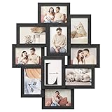 SONGMICS Bilderrahmen-Collage, 10 Fotorahmen für 10 x 15 cm Bilder, Fotocollage, Wandcollage, Multi-Rahmen, Wanddeko, tintenschwarz RPF20BK