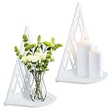 WATUNID 2 Stück Wandkerzenhalter Holz, Hängende Kerzenhalter Wand, Bauernhaus Wanddeko Wohnzimmer, Rustikale Wandhalterung, Dekorationen für Schlafzimmer, Wohnzimmer, Küche, Badezimmer(Weiß)