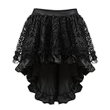 Damen Steampunk Rock Asymmetrische Chiffon Spitze Tüllrock Übergrößen für Party Karneval Kostüm