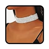 Handcess Strass Halskette Silber Glitzernde Kristall Ketten Brautkette Schmuck für Frauen