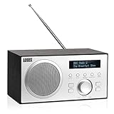 August MB420 DAB+/FM Radio mit Bluetooth-Digitales Küchenradio mit Holzgehäuse mit RDS-Funktion 60 Presets Hifi Lautsprecher 5W - Radiowecker mit Sleeptimer Alarm Snooze - USB/Aux-In/Aux-Out