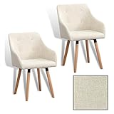 ESTEXO Esszimmerstuhl Küchenstuhl Stuhl 2er Set Vintage Essstuhl Stoffbezug Holz Stühle Beige