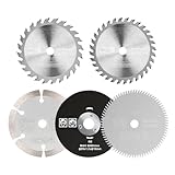 BALUGAEA 5 Stück 85mm Kreissägeblatt Set Mini Mini-Handkreissägen-Zubehör HSS/TCT Sägeblatt Diamant-Trennscheibe Kreissägeblätter für Holz/Metall/Kunststoff Innendurchmesser 15mm