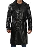 Decrum Herren-Ledermäntel, echtes Lammfell, schwarz, Trenchcoat-Stil, Lederjacken für Herren, Pnshr Agsta Langer Mantel, Schwarz, XL