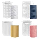 Aulese Kerzen Formen Silikon 4 Stück, Kerzenformen zum Gießen, Silikonformen Gießformen Kerzen, DIY Zylinderförmig Kerzenformen zum Gießen als Heimdekorationen Baste
