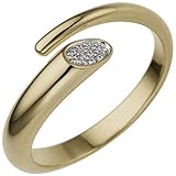 JOBO Damen-Ring aus 585 Gold mit 10 Diamanten Größe 56